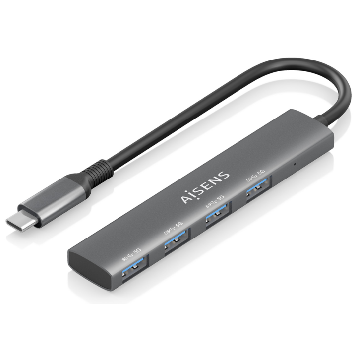 HUB AISENS USB 3.1 USB-C USB-C/M-4XTIPO A/H GRIS 15CM