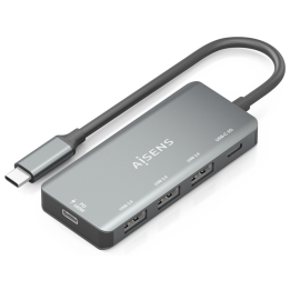HUB AISENS USB 3.1 USB-C 1XPD 100W 1XUSB-C 3.0 3XUSB-A 2.0 GRIS 15CM