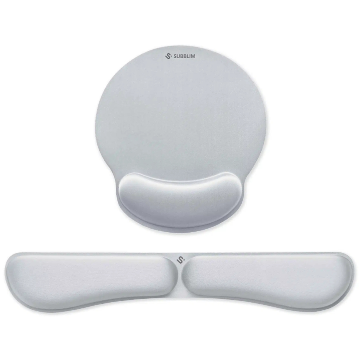PACK SUBBLIM ERGO MEMORYFLEX -REPOSAMUÑECAS TECLADO Y RATON PLATA