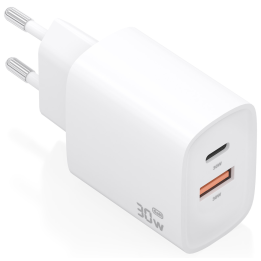 CARGADOR AISENS GAN 30W 1XUSB-C PD3.0 QC4.0 1XUSB-A QC3.0 BLANCO