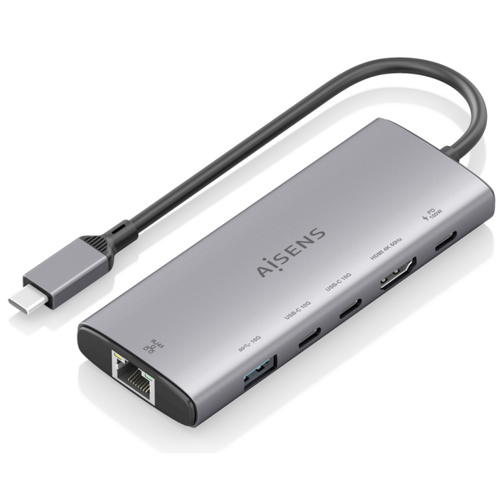 USB-C DOCK AISENS 6 EN 1 HDMI RJ45 USB-A 10G 2XUSB-C 10G USB-C PD 20CM
