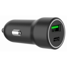 CARGADOR RAPIDO PARA COCHE GEMBIRD CON 2 PUERTOS USB, TIPO C PD, 20 W, NEGRO