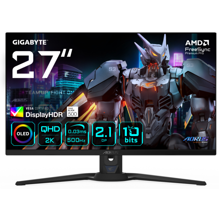 MONITOR GAMING GIGABYTE G27QQ5P 27" 2560x1440 QHD500Hz OLED KVM G-SYNC FreeSync