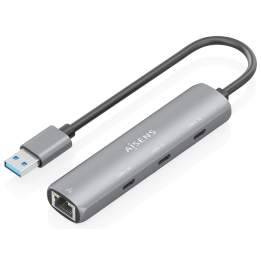 USB3.0 DOCK AISENS USB-A A ETHERNET GIGABIT HUB 3XUSB-C GRIS 15CM