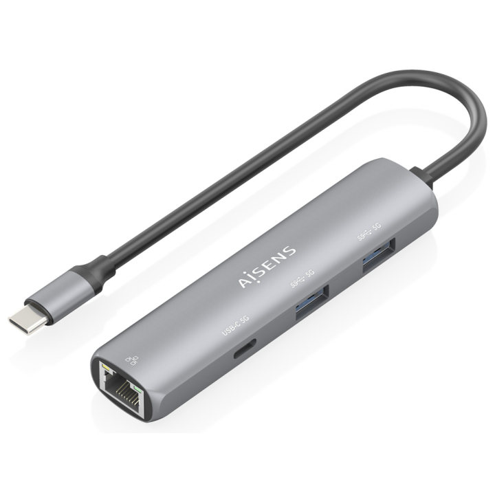 DOCK AISENS USB-C A ETHERNET GIGABIT HUB 1XUSB-C+2XUSB-A GRIS 15CM