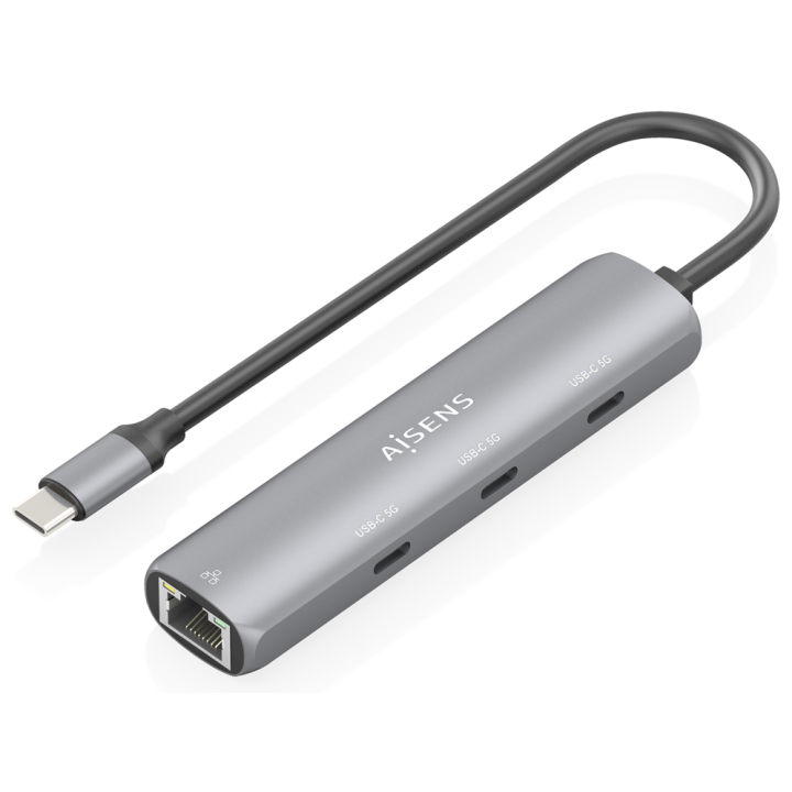 DOCK AISENS USB-C A ETHERNET GIGABIT HUB 3XUSB-C GRIS 15CM