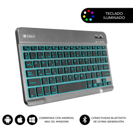 TECLADO SUBBLIM SMART BACKLIT BLUETOOTH RETROILUMINDO GRIS