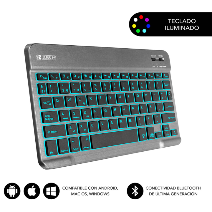 TECLADO SUBBLIM SMART BACKLIT BLUETOOTH RETROILUMINDO GRIS