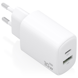 CARGADOR AISENS GAN 30W 1XUSB-C PD3.0 QC4.0 1XUSB-A QC3.0 BLANCO