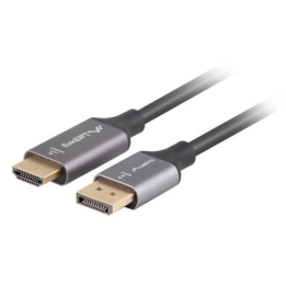 CABLE LANBERG DISPLAYPORT A HDMI 4K MACHO/MACHO 1M NEGRO -PLATA