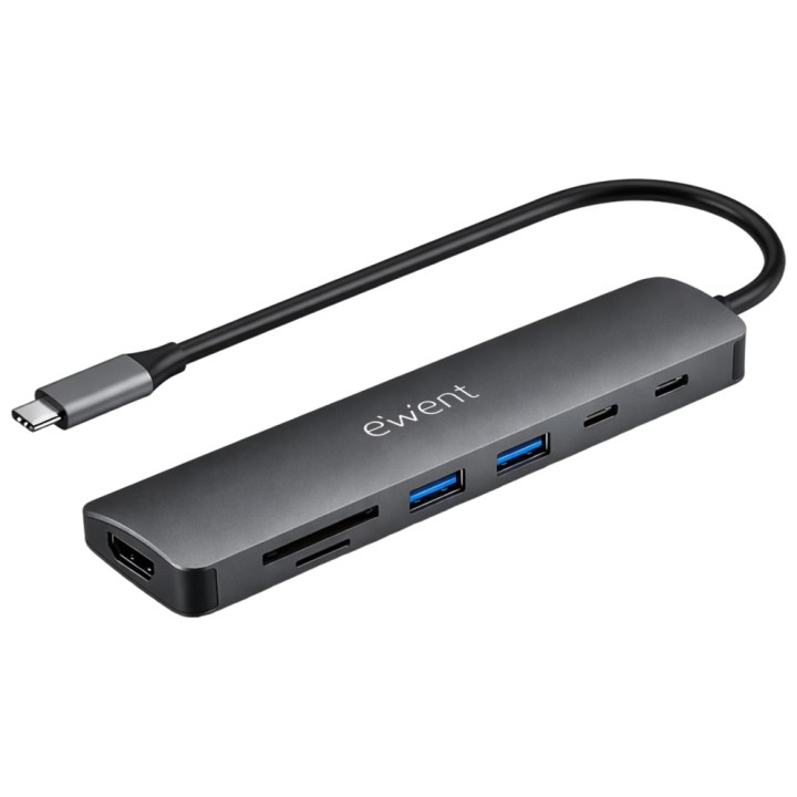 DOCKING EWENT EW1152 USB-C 7EN1 HDMI USB-C 2XUSB-A LECTOR SD MICROSD
