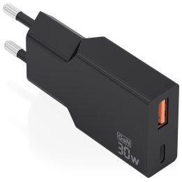 CARGADOR AISENS ULTRA DELGADO GaN 30W 1xUSB-C PD3.0 QC4.0 1xUSB-A QC3.0 NEGRO