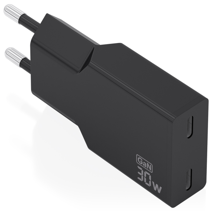 CARGADOR AISENS ULTRA DELGADO GaN 30W 2xUSB-C PD3.0 NEGRO
