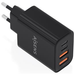 CARGADOR AISENS GaN 32W 2xUSB-C PD3.0, 2xUSB-A NEGRO