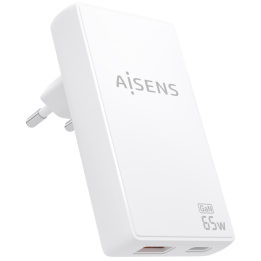 CARGADOR AISENS GAN PARED ULTRA DELGADO 65W USB-C PD3.0 QC4.0 USB-A QC3.0