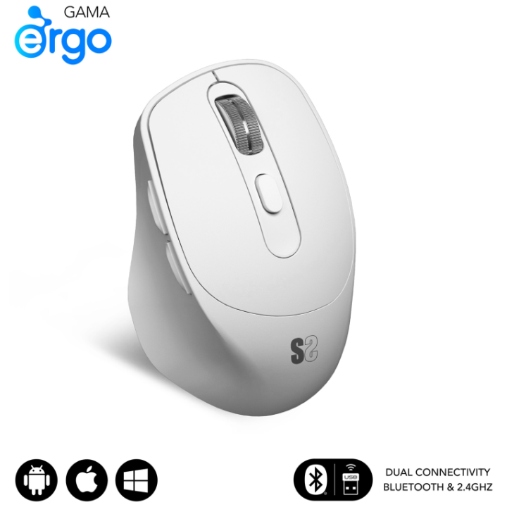 RATON SUBBLIM ERGO DUAL BLANCO BLUETOOTH BATERIA RECARGABLE