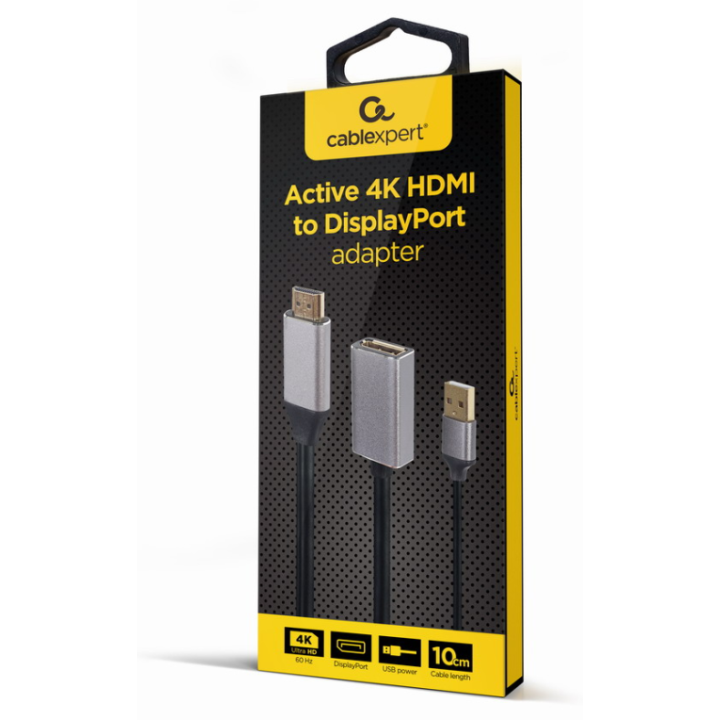 ADAPTADOR GEMBIRD ACTIVO 4K HDMI MACHO A DISPLAYPORT HEMBRA NEGRO