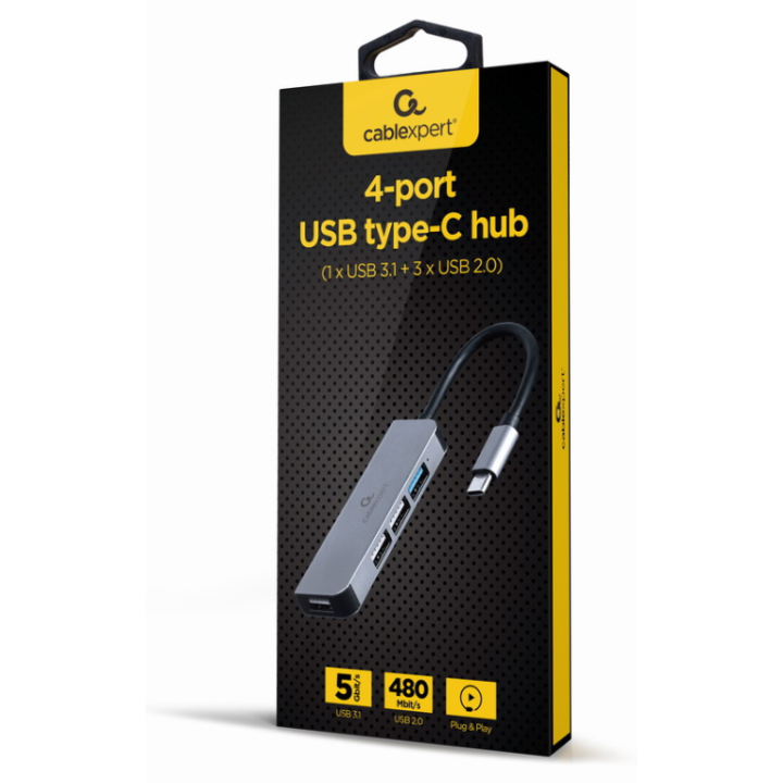 HUB USB GEMBIRD TIPO C DE 4 PUERTOS 1 X USB 3.1 Y 3 X USB 2.0