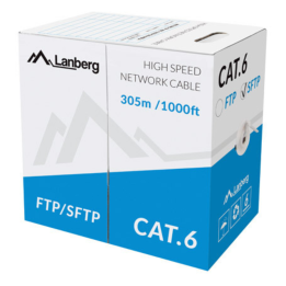 BOBINA CABLE RED LANBERG SFTP RJ45 CAT.6 SOLIDO CU AWG24 CPR 305M GRIS FLUKE