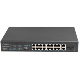 SWITCH LANBERG 18 PTOS 100MB 16xPOE+/2x GBIT ETHER 150W RACK 10"/19"