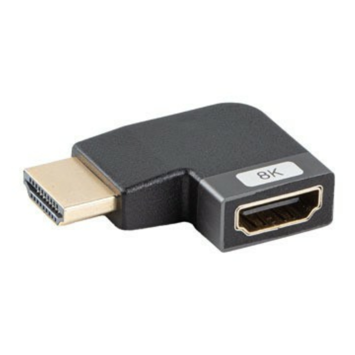ADAPTADOR 8K LANBERG HDMI(M) A HDMI(H) ANGULO IZQUIERDA ALUMINIO PLATA