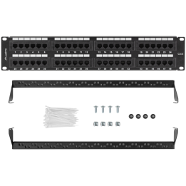 PATCH PANEL LANBERG 48 PUERTOS 2U 19? CAT.6 NEGRO