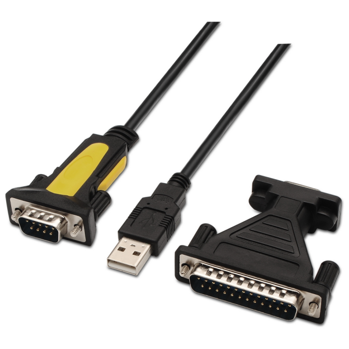 CONVERSOR AISENS USB A SERIE A/M-RS232 DB9/M DB25/M NEGRO 1.8M