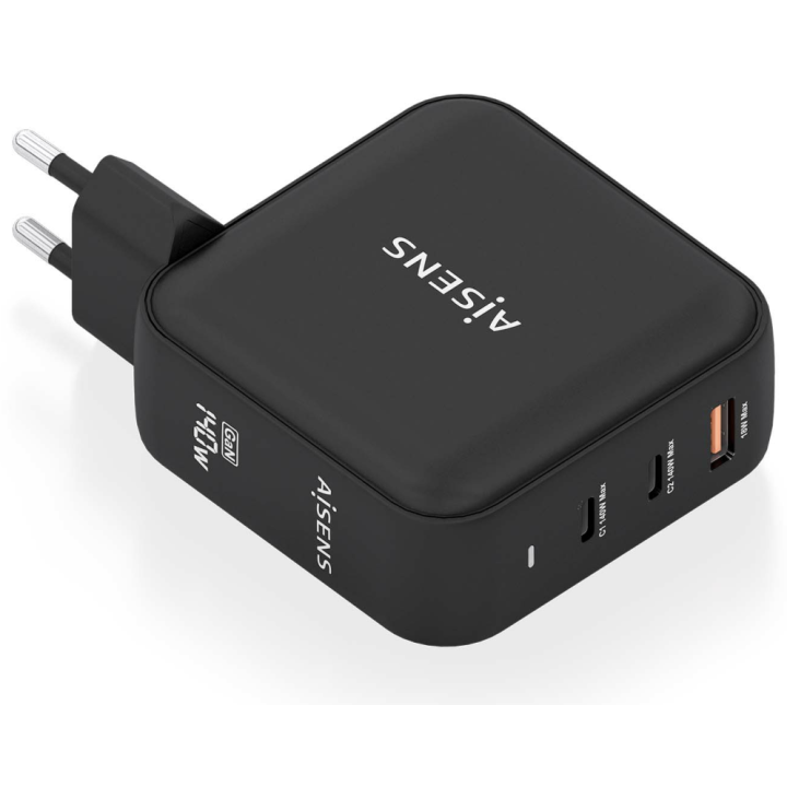 CARGADOR AISENS GAN 140W 2XUSB-C PD3.1 QC4.0 1XUSB-A QC3.0 NEGRO
