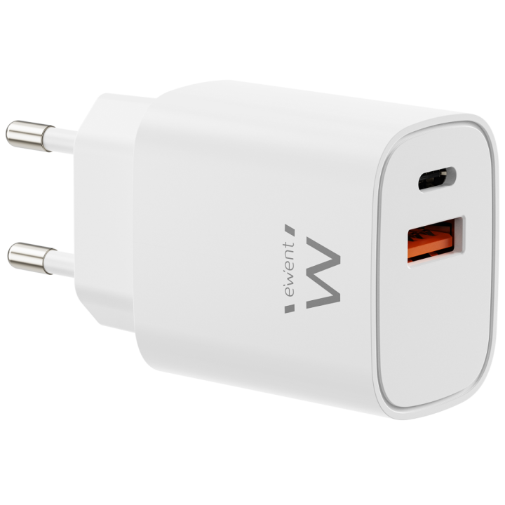 CARGADOR MOVIL EWENT EW1326 GAN RAPIDO 30W USB-C PD USB-A QC COMPACTO