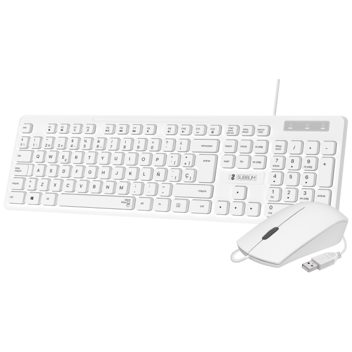 COMBO TECLADO RATON SUBBLIM BUSINESS SLIM USB BLANCO