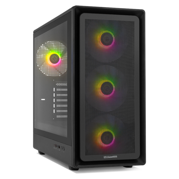 CAJA NOX SEMITORRE HYPERFLOW HUMMER AERO ARGB NEGRO USB 3.0 TYPE C x4 Vent. 140mm SOPORTE GRAFICA INTEGRADO