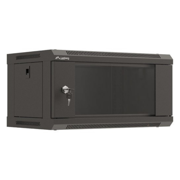 ARMARIO LANBERG MURAL RACK 19" 4U 540X350 FLAT PACK NEGRO PUERTA CRISTAL