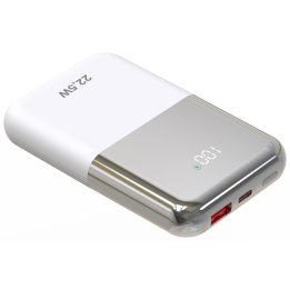 LEOTEC POWERBANK 10000MAH 22,5W PD20W CARGA RAPIDA BLANCO/PLATA 1USB-C+1 USB-A INCLUYE CABLE USB-A A USB-C DE 22,5W