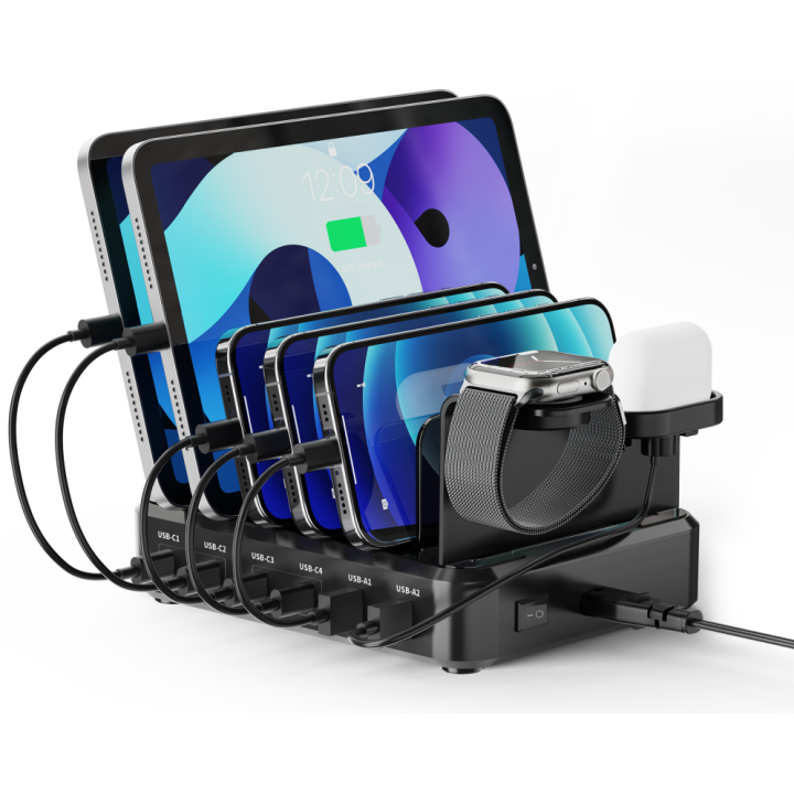 ESTACION CARGA EWENT EW1335 USB-C+USB-A 130W 6 DISPOSITIVOS