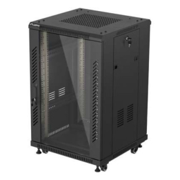 ARMARIO RACK LANBERG DE SUELO 19" 18U 600X600 PUERTA DE CRISTAL FLAT PACK NEGRO