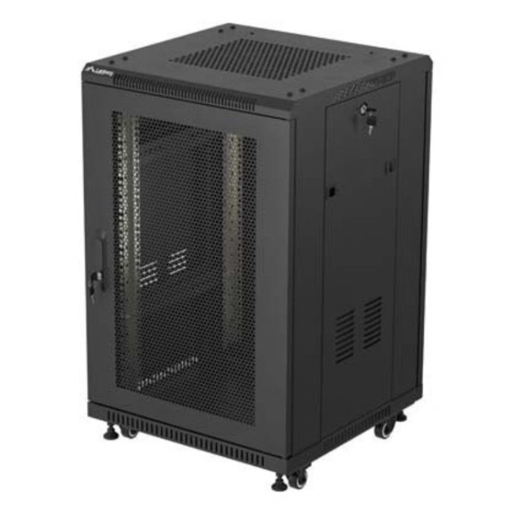 ARMARIO RACK LANBERG DE SUELO 19" 18U 600X600 PUERTA PERFORADA FLAT PACK NEGRO
