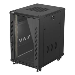 ARMARIO RACK LANBERG DE SUELO 19" 18U 600X800 PUERTA DE CRISTAL FLAT PACK NEGRO