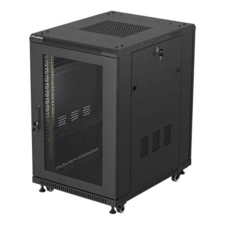 ARMARIO RACK LANBERG DE SUELO 19" 18U 600X800 PUERTA PERFORADA FLAT PACK NEGRO