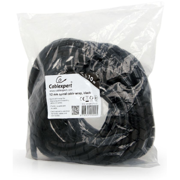 CABLE GEMBIRD 12MM SPIRAL WRAP 10M NEGRO