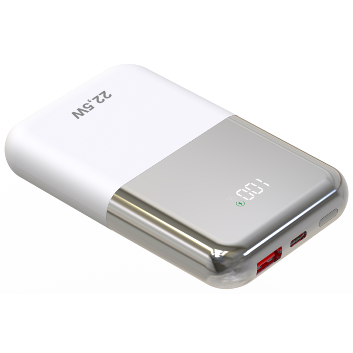 LEOTEC POWERBANK 10000MAH 22,5W PD20W CARGA RAPIDA BLANCO/PLATA 1USB-C+1 USB-A INCLUYE CABLE USB-A A USB-C DE 22,5W