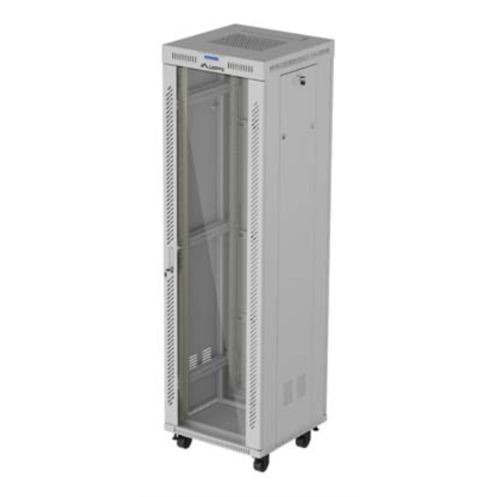 ARMARIO RACK LANBERG 19" 42U 600X600 CON LCD PUERTA DE CRISTAL FLAT PACK GRIS
