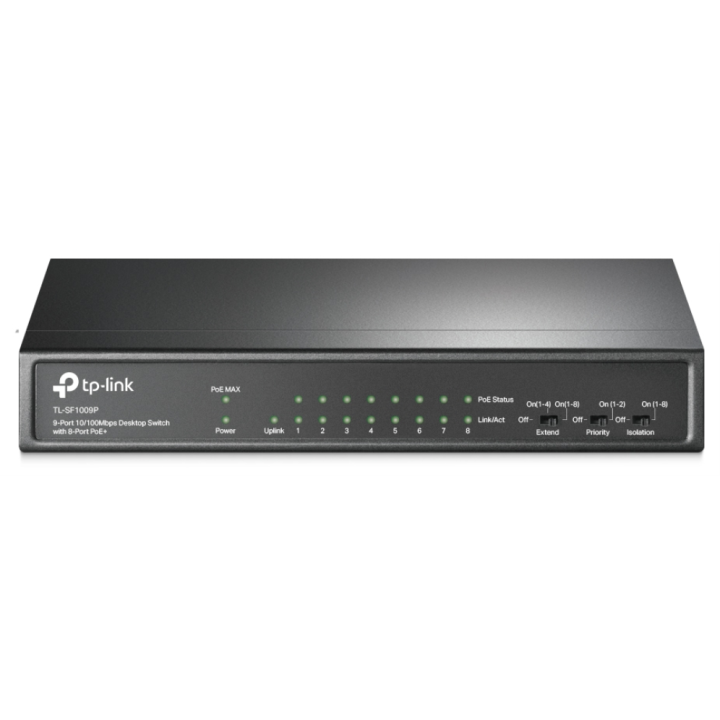 SWITCH TP-LINK 9-PORT 10/100 MBPS DESKTOP SWITCH WITH 8-PORT POE+