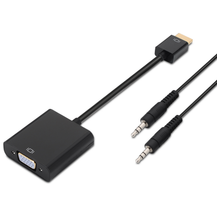 CONVERSOR AISENS HDMI A/M-SVGA/H+JACK 3.5/H NEGRO 10CM+1.0M