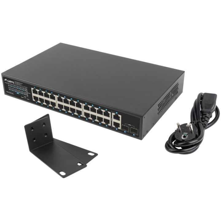 SWITCH LANBERG 24 PTOS 1GB POE+/2X SFP 2X GBIT ETHERNET 250W RACK 19"