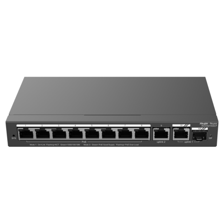 SWITCH RUIJIE REYEE RG-ES210GS-P GIGALAN 10p SFP 1p POE+ 120w