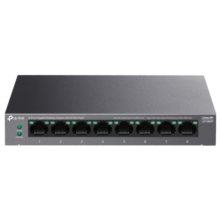 SWITCH TP-LINK LS108GP 8 PUERTOS GIGABIT DESKTOP POE+