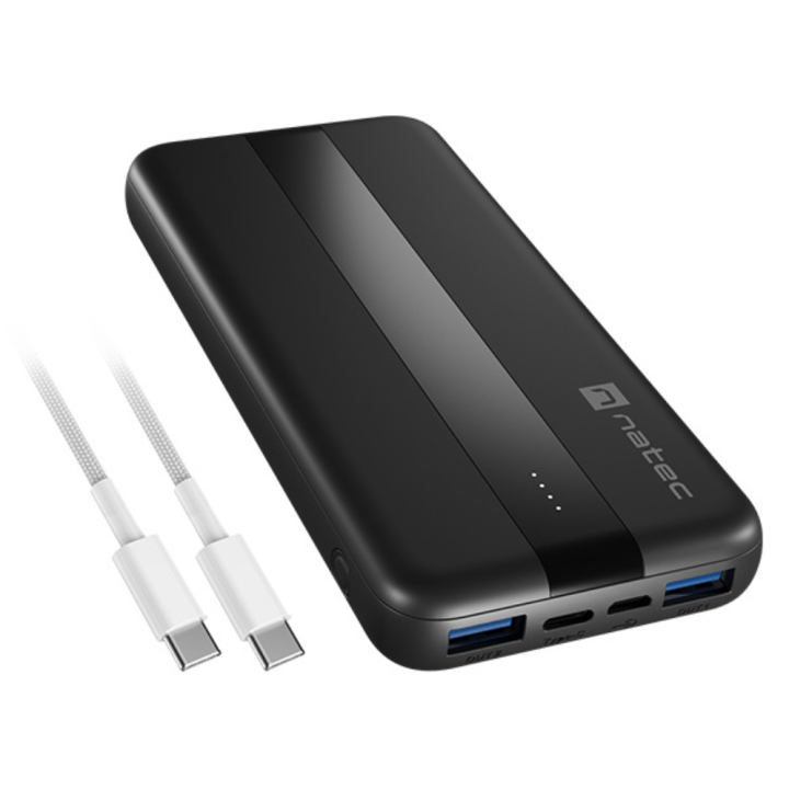 POWERBANK NATEC TREVI SLIM QV2 10000MAH 2XUSB-A 18W + 1XUSB-C 20W + CABLE USB-C