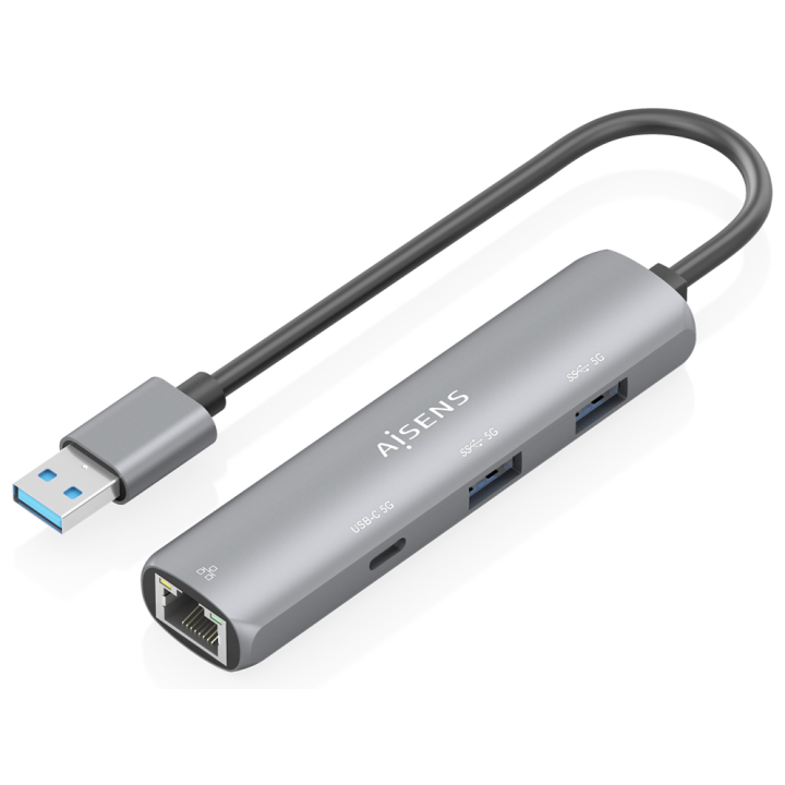 USB3.0 DOCK AISENS USB-A A ETHERNET GIGABIT HUB 1XUSB-C+2XUSB-A GRIS 15CM