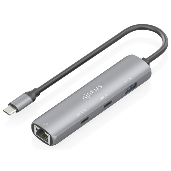 DOCK AISENS USB-C A ETHERNET GIGABIT HUB 2XUSB-C+1XUSB-A GRIS 15CM