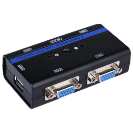 CONMUTADOR KVM AISENS VGA USB 1U-2PC+CABLE NEGRO